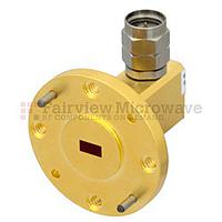Fairview SMW19AC001-VM WR-19 to 1.85mm Male Waveguide to Coax Adapter UG-383/U-Mod Round Cover Flange With 40 GHz to 60 GHz Frequency Range For U Band
