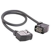 HARTING 20871473002200 Heavy Duty Power Connectors Han Q4/2 Power Cable Assembly, Single Lever Metal Hoods, Angled Entry, Male/Female Double Ended, UL2237 Listed, 2.0m