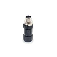 Amphenol LTW M12A-04BMMB-SL7001 Sensor Cables / Actuator Cables M12 Circular Metric Connector, A Code, Metal, 4A, 04 pins, Male Connector, Male Contact, Straight, Screw Thread, Screw-in, Field Installable, F4.0 - F8.0mm, IP67 Mated