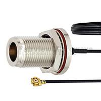 Fairview FMCA1013 N Female Bulkhead to UMCX 2.1 Plug Cable 0.81mm Coax and RoHS Compliant