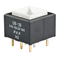 NKK Switches UB26SKG036B Pushbutton Switches SQ DPDT ON-ON WHITE LED PC BODY ONLY