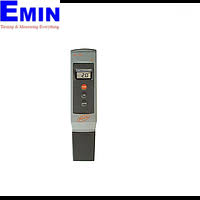 Technician checking a handheld water quality meter during inspection