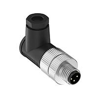 Banner Engineering BFW-M8M3A-4X M8 Field Wireable Connectors Field Wireable: M8; 3-pin Right Angle Male; 24 AWG 3.5-5 mm Cable Range; Screw Terminal; PA+GF Black Body; Nickel-Plated Brass Coupling Nut