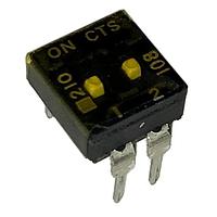 CTS Electronic Components 210-2MSTFD DIP Switches THROUGH HOLE, GOLD FLASH DIP SWITCH, 2-POLE, MEDIUM ACTUATOR, BOTTOM SEAL, TAPE SEAL, OFF, STRAIGHT TERMINAL FORM, TUBE PACK