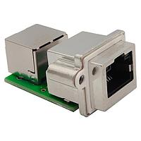 Stewart Connector SS-60400-028 Modular Cat5E Panel Mount RJ45 to RJ45 PCB Coupler  IP67  Shielded  Right Angle  RoHS Compliant