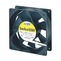 Sanyo Denki 9WV1248P1J001 Axial DC Axial Fan, 120x120x38mm, 48VDC, 224CFM, Splash Proof, Ribless, Tach/PWM, IP68