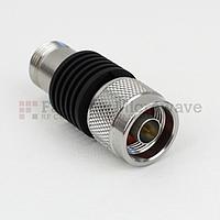 Fairview SA18N5WA-15 15 dB Fixed Attenuator N Male To N Female Up To 18 GHz Rated To 5 Watts With Black Aluminum Heatsink Body