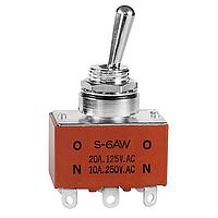 NKK Switches S6AW Medium capacity standard size toggles DPDT ON-NONE-ON SOLDER LUG