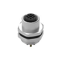 Wurth Elektronik 643060100604 Receptacles WRCIRC M12 Screw Coding A Panel Solder Bucket Metal with Rear Panel Nut PG9 Female connector, polarity 4