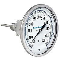 Cole parmer EW-90590-95 Adjustable-Angle Industrial Silicone-Filled Bimetal Thermometers (10-290°C; 2½”Stem; 5"Dial)
