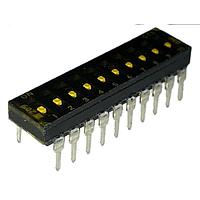 CTS Electronic Components 209-10LPSTFD DIP Switches THROUGH HOLE, GOLD DIP SWITCH, 10-POLE, LOW PROFILE ACTUATOR, BOTTOM SEAL, TAPE SEAL, OFF, STRAIGHT TERMINAL FORM, TUBE PACK