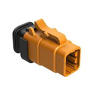 Amphenol SINE Systems ATM06-6S-SR01OR Connectors 6 Position, Plug, Socket, Strain Relief End Cap, Orange Body