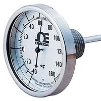 OMEGA G-0-200F-36-1/4 1.73 in Dial Bimetal Hermetically Sealed Thermometer Various Mounts (200 °F, 1/4 in, NPT Male, 36 in)