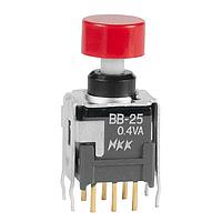 NKK Switches BB25AB-HC Sealed BB SERIES PUSHBUTTON PC T DPDT ON-ON RED
