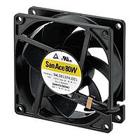 Sanyo Denki 9WL0824J4001 Axial Axial Fan, 80x80x25mm, 24VDC; Splash/Dust Proof, Long Life, Ribless, Tach, IP68