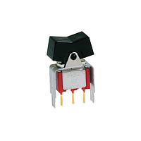 E-Switch 300SP1J1IOM7QE Miniature Rocker Switch Rocker, SPDT , On-On, Through Hole, Right Angle, Vertical, Black
