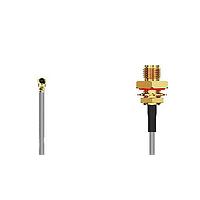 GCT (Global Connector Technology) CAB458RF-0100-A-1 RF Cable Assemblies I-Pex MHF2SMA, F Mt, BHJck, wO-ring,,100mm 1.37mm Cbl,Blk, 6GHz, Wshr-Nut