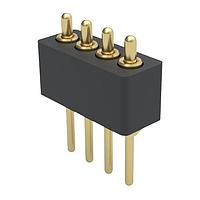 Mill-Max 854-22-004-10-004101 Spring-Loaded Low-Profile 4 Pos. .050" Pitch Through-Hole Spring-Loaded Connector, Single Row