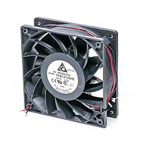 Delta Electronics, Inc. FFB1212SHE-F00 Tubeaxial DC Tubeaxial Fan, 120x38mm, 12VDC, Ball Bearing, 3-Lead Wires, Tachometer