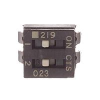 CTS Electronic Components 219-2MSTJRF DIP Switches SURFACE MOUNT, GOLD DIP SWITCH, 2-POLE, MEDIUM ACTUATOR, BOTTOM SEAL, TAPE SEAL, J-BEND, REEL, OFF