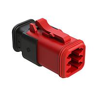 Amphenol SINE Systems AT06-6S-SR02RED Plug 6 Position, Plug, Socket, SR02 Strain Relief (Reduced Diameter Seal), Red Body