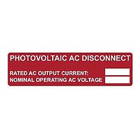HellermannTyton 596-00892 Solar Label Solar Label, Printable, PV AC DISCONNECT RATING, 3.75" x 1.0", PET, Red, 50/roll