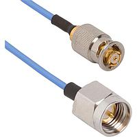 Amphenol SV Microwave FQSMP-047-MSSMA-120 RF Cable Assemblies SMP F QB to SMA Straight M 12"Cable