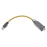 HARTING 09457011565 Cat 6a Han 3A Metal RJ45 to IP20 RJ45 Cable Assembly, Cat6a 4x2xAWG26/7, PVC Yellow, 2.0m