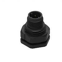 Wurth Elektronik 643110100404 Plugs WRCIRC M12 Screw Coding A Panel Solder Bucket Plastic with Front Panel Nut M16 Male connector, polarity 4