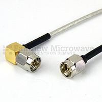 Fairview SCA47086 SMA Male to RA SMA Male Cable RG-405FL Coax and RoHS Compliant