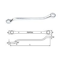 TOPTUL ACAH5258 Double Ring Wrench 45° Offset Mirror Polished (1-5/8x1-13/16")