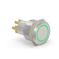 Alcoswitch - TE Connectivity 7-2213772-4 Pushbutton Switches AV22 DPL 0.4VA MOVE RING LED GREEN 12V