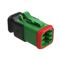 Amphenol SINE Systems AT06-6S-SR01GRN Plug 6 Position, Plug, Socket, SR01 Strain Relief (Standard Seal), Green Body