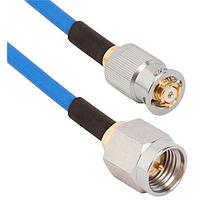 Amphenol SV Microwave FQSMP-085-MSSMA-120 RF Cable Assemblies SMP F QB to SMA Straight M 12"Cable