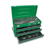 TOPTUL GCAZ0024 Professional Mechanical Tool Set W/3-Drawer Tool Chest Satin Chrome (82 pcs)