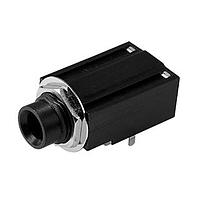 Same Sky (formerly CUI Devices) SJ-63043F Phone Connectors audio jack, 6.35 mm, horizontal, 3 conductor, through hole, 2 DPDT switches w/ nut