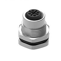 Wurth Elektronik 643160100604 Receptacles WRCIRC M12  Screw  Coding A   Panel Solder Bucket Metal with Front Panel Nut PG9 Female connector, polarity 4