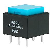 NKK Switches UB25SKW03N-G Pushbutton Switches ON(ON) SQ BLUE CAP 6A PC TERMINALS