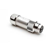 Amphenol Tuchel C091 11H004 000 4 Connectors Male cable connector with internal strain relief and metal locking ring. Complete EMI shielding in the fully mated and locked position (EMI security). Screw locking according to IEC 61076-2-106. Fully intermateable with C091D connectors. Contacts sol
