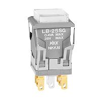 NKK Switches LB25SGG01-5D24-JB Pushbutton Switches DPDT ON-(ON) SQ 24V AMBR LED CLR/WHT CAP