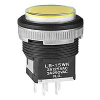 NKK Switches LB15WKW01-JE Pushbutton Switches ON-(ON) ROUND PANEL SEAL CLEAR/YELLW CAP