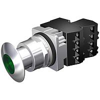 SIEMENS 52PP2G3GB Push-Pull PP2,CHROME,MTD,XF 120V LED,CHR-GREEN,2NC