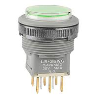 NKK Switches LB25WGG01-5F24-JF Pushbutton Switches ON(ON)GRY PNL SL 24V GRN LED CLR/GRN CAP