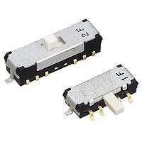 Nidec Components CMS-4202TB Slide Switch slide , 4 pole 2 cont., top set., gull-wing, 2mm knob