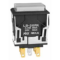 NKK Switches LB26RKG01-5C12-JB Pushbutton Switches ON-ON RECT 24V RED LED CLEAR/WHITE CAP