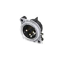 NEUTRIK NC3MAH-LR Receptacles Receptacle A series XLR 3 pin male PCBH halo light ring Pin 1 isolated ground contact/shell/front panel connected plastic/gold