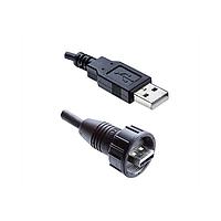 Amphenol LTW USA20FL-NAML-SA001 USB Type A Connectors USB, Type A 2.0, Metal, 1.5A, Female Connector, Straight-to-Straight, Screw Thread, Overmolded Double Ended, Length 1000mm, IP67