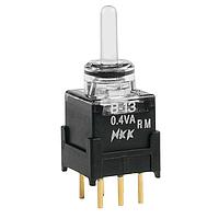 NKK Switches B13JJPCF Subminiature Fully Illuminated Toggles SPDT ON-OFF-ON 0.4VA RED/GRN STRAIGHT PC