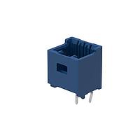 Molex 503159-0304 Headers & Wire Housings 1.50mm Pitch, CLIK-Mate PCB Receptacle, Single Row, Through Hole, Vertical, Tin Plating, Positive Lock, with Peg, 3 Circuits, Blue