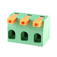 Same Sky (formerly CUI Devices) TBL-0017-1500-03GR-2OR Fixed Terminal Blocks 3 Poles, Screwless, Horizontal, 15.00 Pitch, 18-4 (AWG), Terminal Block